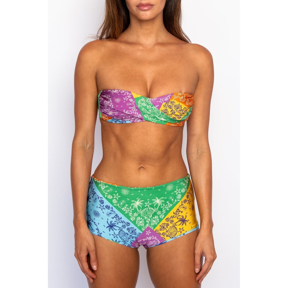 SKATIE Antibes Glossy Bikini Set Patchwork Bandana Connie Small Bardot XS